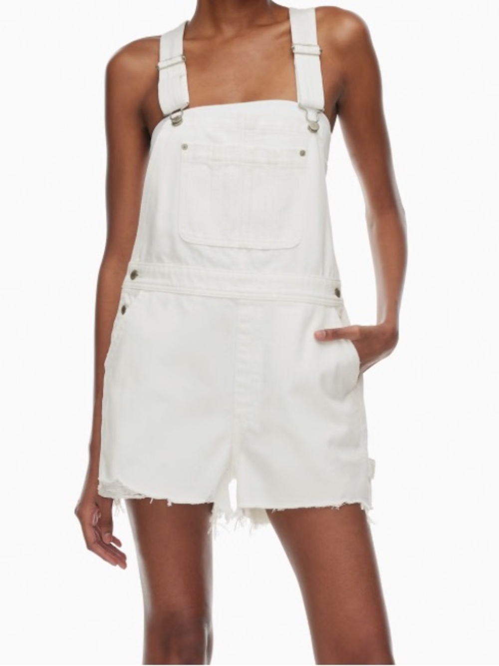 AEO White Denim Overall Shorts, Adjustable, New! Size Large